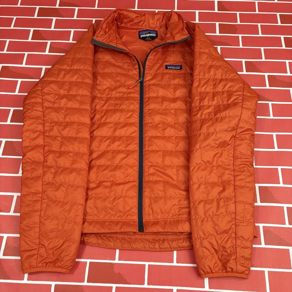 Patagonia Nano Puff Jacket Mens M Orange Quilted Insulated Full Zip Puffer